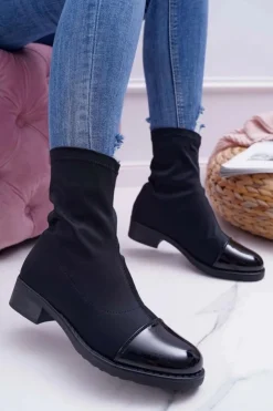 Damskie Boto Damskie Botki Elastyczne Czarne Beat