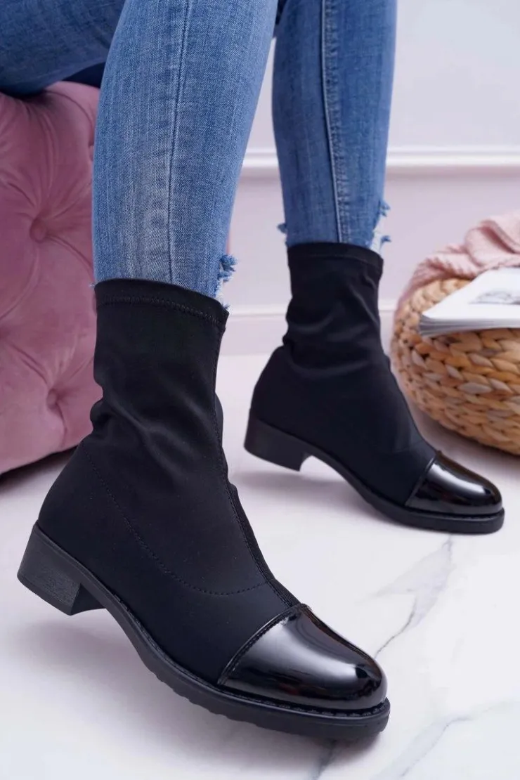 Damskie Boto Damskie Botki Elastyczne Czarne Beat