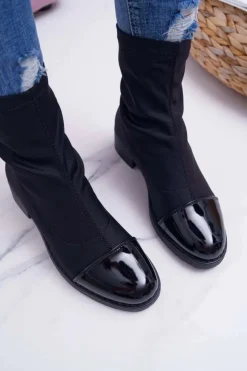 Damskie Boto Damskie Botki Elastyczne Czarne Beat