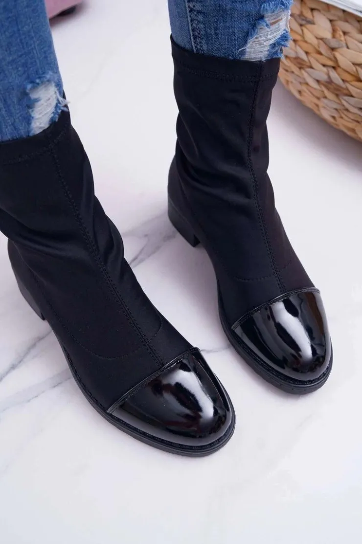 Damskie Boto Damskie Botki Elastyczne Czarne Beat