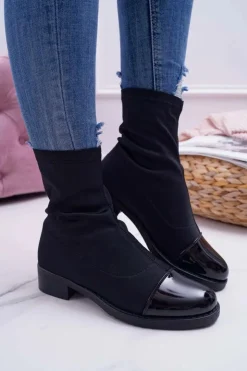 Damskie Boto Damskie Botki Elastyczne Czarne Beat