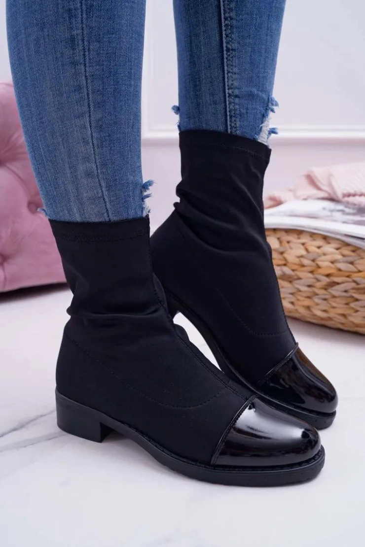 Damskie Boto Damskie Botki Elastyczne Czarne Beat