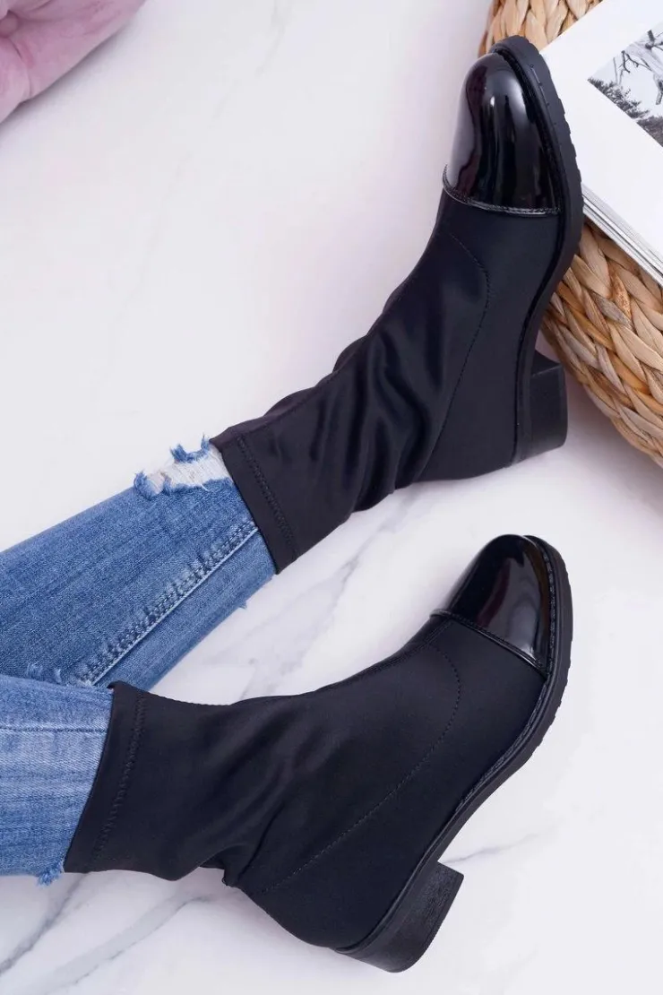 Damskie Boto Damskie Botki Elastyczne Czarne Beat