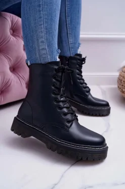 Sale Damskie buty S.Barski Damskie Botki Glany Workery Czarne Barski 56-5