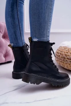 Sale Damskie buty S.Barski Damskie Botki Glany Workery Czarne Barski 56-5