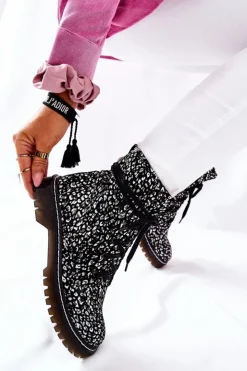 Sale Maciejka Damskie Botki Glany Workery Czarno-Białe 01609-48