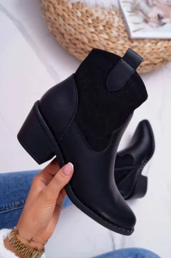 Damskie Damskie buty S.Barski Damskie Botki Kowbojki Czarne Barski 30-20