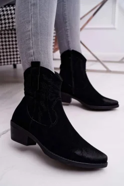 Boto Botki Zimowe Damskie|Brązowe I Beżowe Botki*Damskie Botki Kowbojki Zamszowe Czarne Ferders