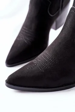 Discount Boto Damskie Botki Kowbojki Zamszowe Czarne Beamhurst