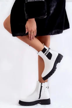 Damskie Boto Damskie Botki La.Fi 250005W-PU Białe