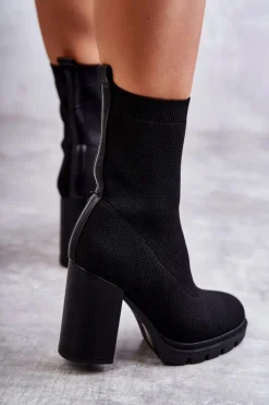 Damskie Boto Damskie Botki Materiałowe Czarne Louve