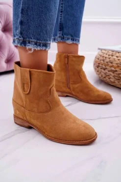 Online Boto Damskie Botki Na Koturnie Camel Evana