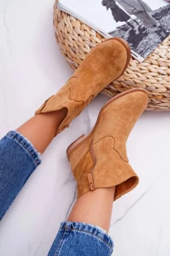 Online Boto Damskie Botki Na Koturnie Camel Evana