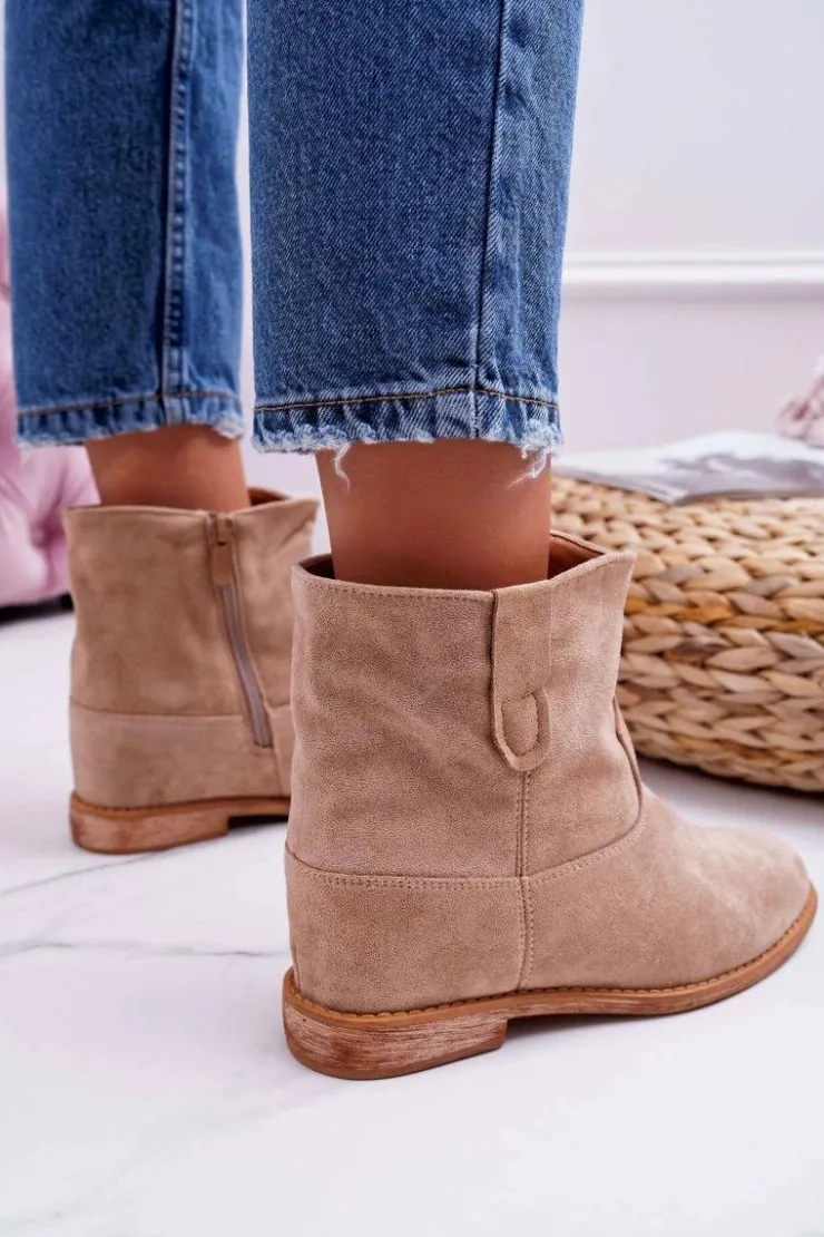 Boto Botki Na Koturnie|Botki Zimowe Damskie*Damskie Botki Na Koturnie Beżowe Evana