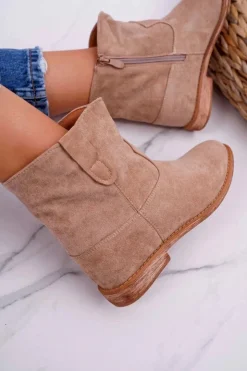 Boto Botki Na Koturnie|Botki Zimowe Damskie*Damskie Botki Na Koturnie Beżowe Evana