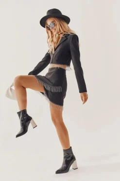 Damskie buty S.Barski Damskie Botki Na Masywnym Obcasie Czarno-Białe Bernhild