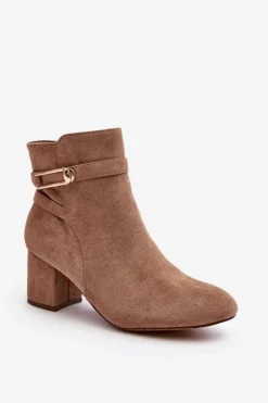 Damskie Evento Damskie Botki Na Niskim Słupku Beżowe Verice