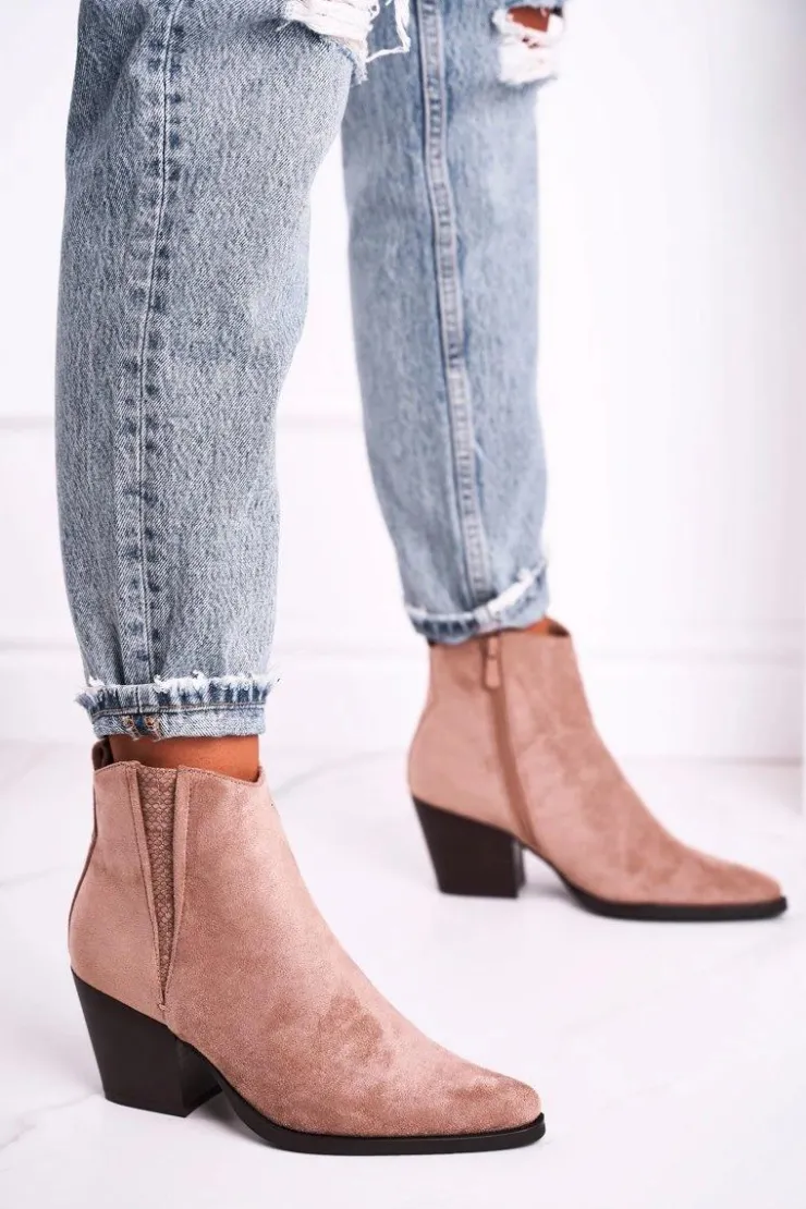 Boto Botki Na Słupku|Botki Zimowe Damskie*Damskie Botki Na Obcasie Khaki Loud