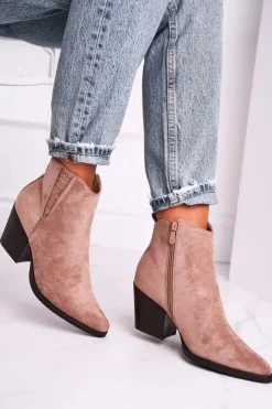 Boto Botki Na Słupku|Botki Zimowe Damskie*Damskie Botki Na Obcasie Khaki Loud