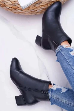 Damskie Boto Damskie Botki Na Obcasie Ocieplane Czarne Fiorelli