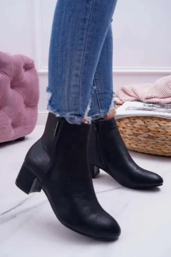 Damskie Boto Damskie Botki Na Obcasie Ocieplane Czarne Fiorelli