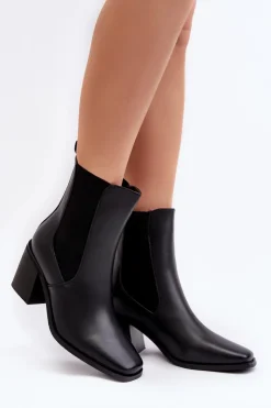 Boto Czarne Botki|Botki Na Obcasie*Damskie Botki Na Obcasie Ekoskóra Czarne Creazza