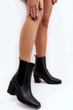Boto Czarne Botki|Botki Na Obcasie*Damskie Botki Na Obcasie Ekoskóra Czarne Creazza