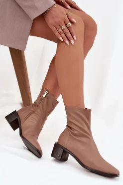 Damskie Buty damskie Vinceza Damskie Botki Na Obcasie Vinceza 23-10791 Beżowe