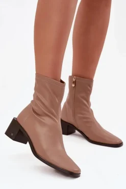 Damskie Buty damskie Vinceza Damskie Botki Na Obcasie Vinceza 23-10791 Beżowe