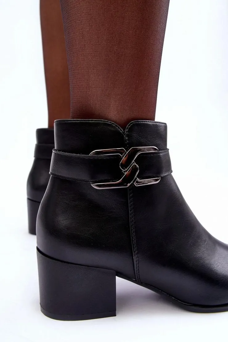 New Buty Sergio Leone Damskie Botki Na Obcasie Z Ozdobą Czarne Janeya