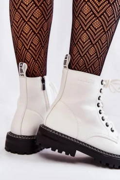 Sale Big Star Shoes Damskie Botki Na Platformie Big Star KK274539 Białe