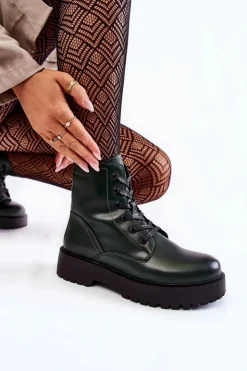 Buty Sergio Leone Damskie Trapery|Botki Sznurowane*Damskie Botki Na Platformie Zielone Randi