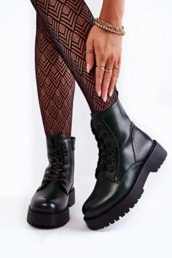 Buty Sergio Leone Damskie Trapery|Botki Sznurowane*Damskie Botki Na Platformie Zielone Randi