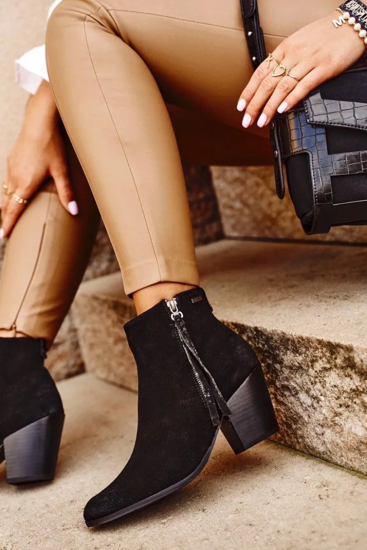 Damskie Big Star Shoes Damskie Botki Na Słupku Big Star Czarne GG274362