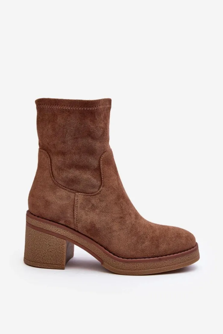 Boto Botki Ocieplane|Brązowe I Beżowe Botki*Damskie Botki Na Słupku Brązowe Argastis Brązowy