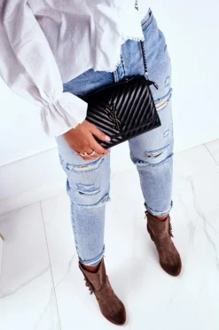 Best Boto Damskie Botki Na Słupku Cappuccino Skórzane Quintana