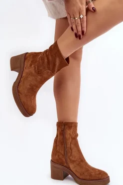 Damskie Boto Damskie Botki Na Słupku Camel Argastis