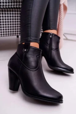 Boto Botki Na Słupku|Botki Na Obcasie*Damskie Botki Na Słupku Czarne Memfis