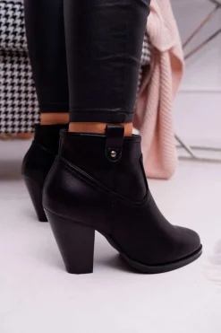Boto Botki Na Słupku|Botki Na Obcasie*Damskie Botki Na Słupku Czarne Memfis