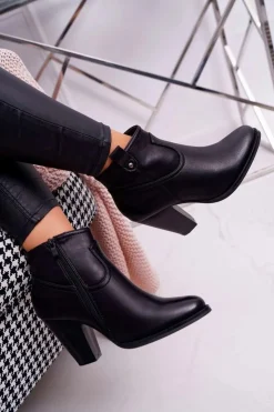 Boto Botki Na Słupku|Botki Na Obcasie*Damskie Botki Na Słupku Czarne Memfis