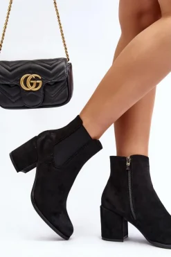 New Boto Damskie Botki Na Słupku Czarne Arianti