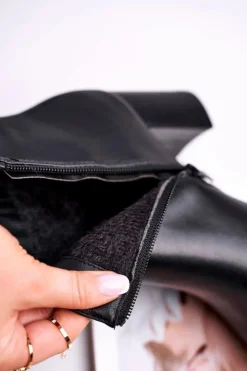 Damskie Boto Damskie Botki Na Słupku Czarne Gun