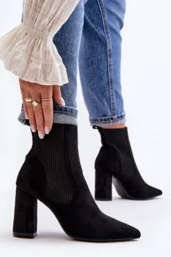 Online Boto Damskie Botki Na Słupku Czarne Tapara