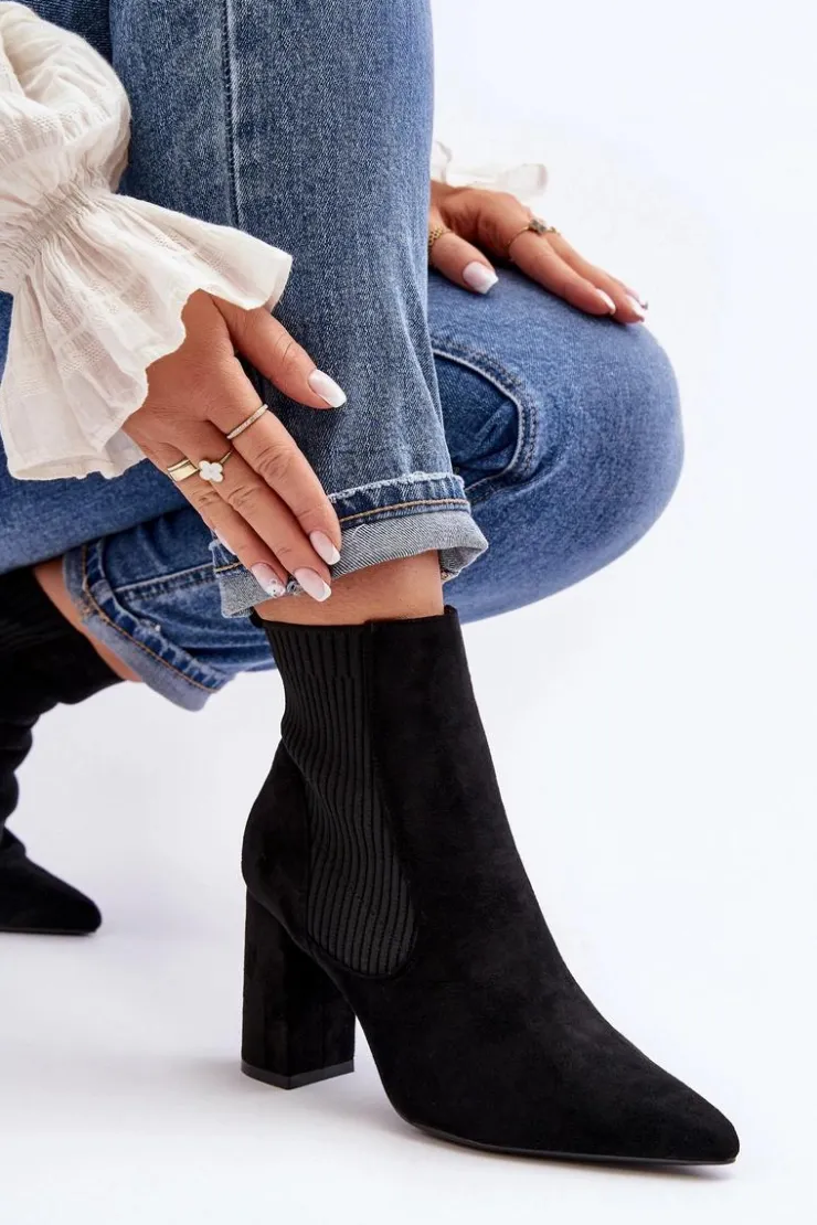 Online Boto Damskie Botki Na Słupku Czarne Tapara