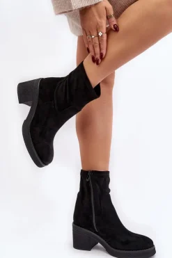 Outlet Boto Damskie Botki Na Słupku Czarne Argastis Czarny