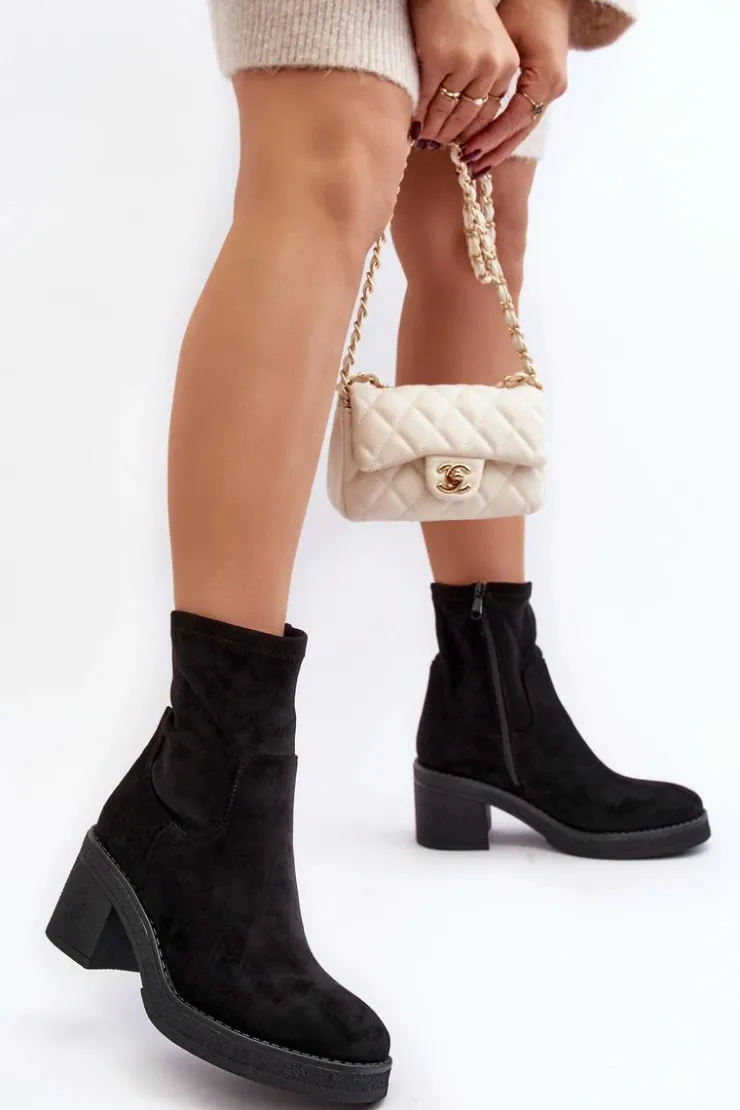 Outlet Boto Damskie Botki Na Słupku Czarne Argastis Czarny