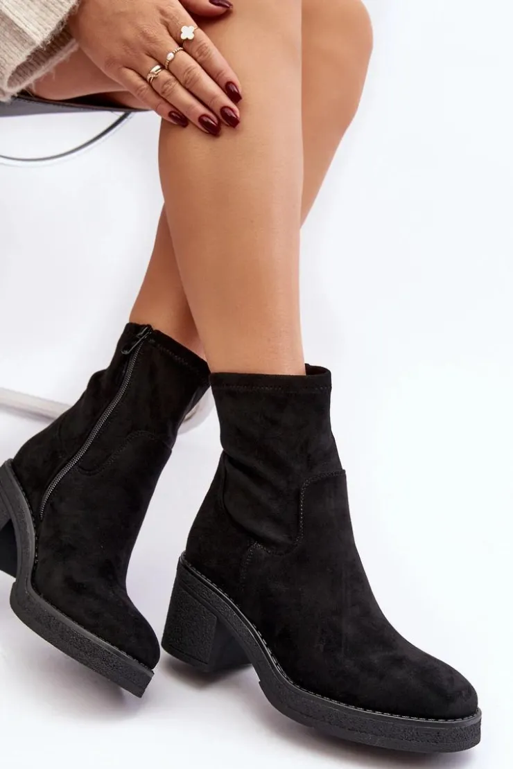 Outlet Boto Damskie Botki Na Słupku Czarne Argastis Czarny