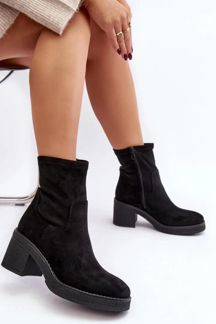 Outlet Boto Damskie Botki Na Słupku Czarne Argastis Czarny