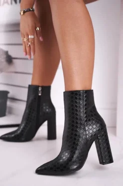 New Boto Damskie Botki Na Słupku Czarne Prudence