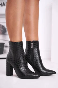 New Boto Damskie Botki Na Słupku Czarne Prudence